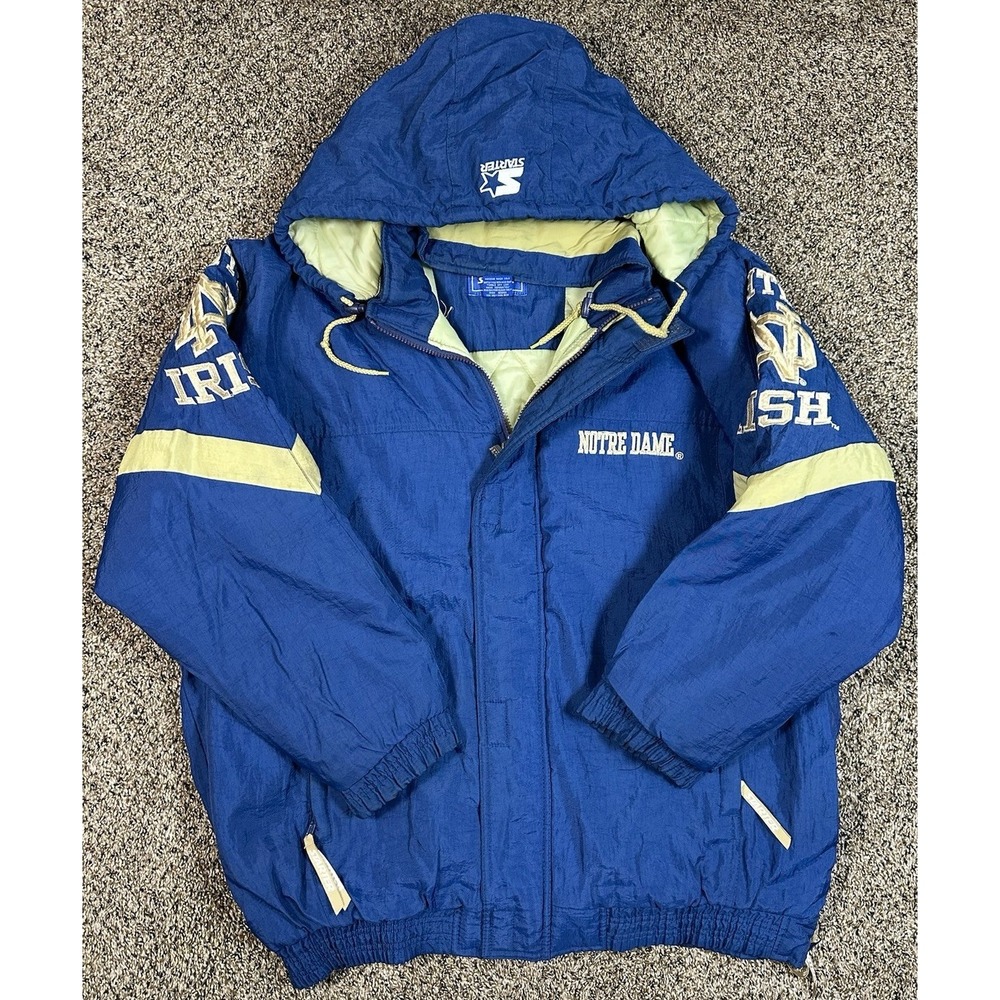 Vintage NCAA Notre Dame Fighting Irish Full Zip Starter Jacket Embroidered Sz XL